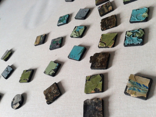 scraps of the paint and plaster 